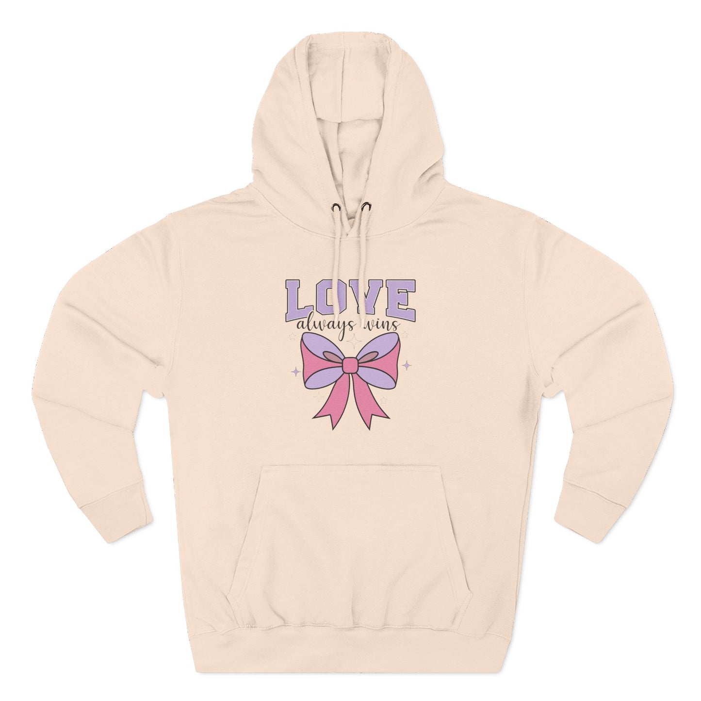 Love Always Wins Hoodie — Cute Pastel Bow Graphic Pullover