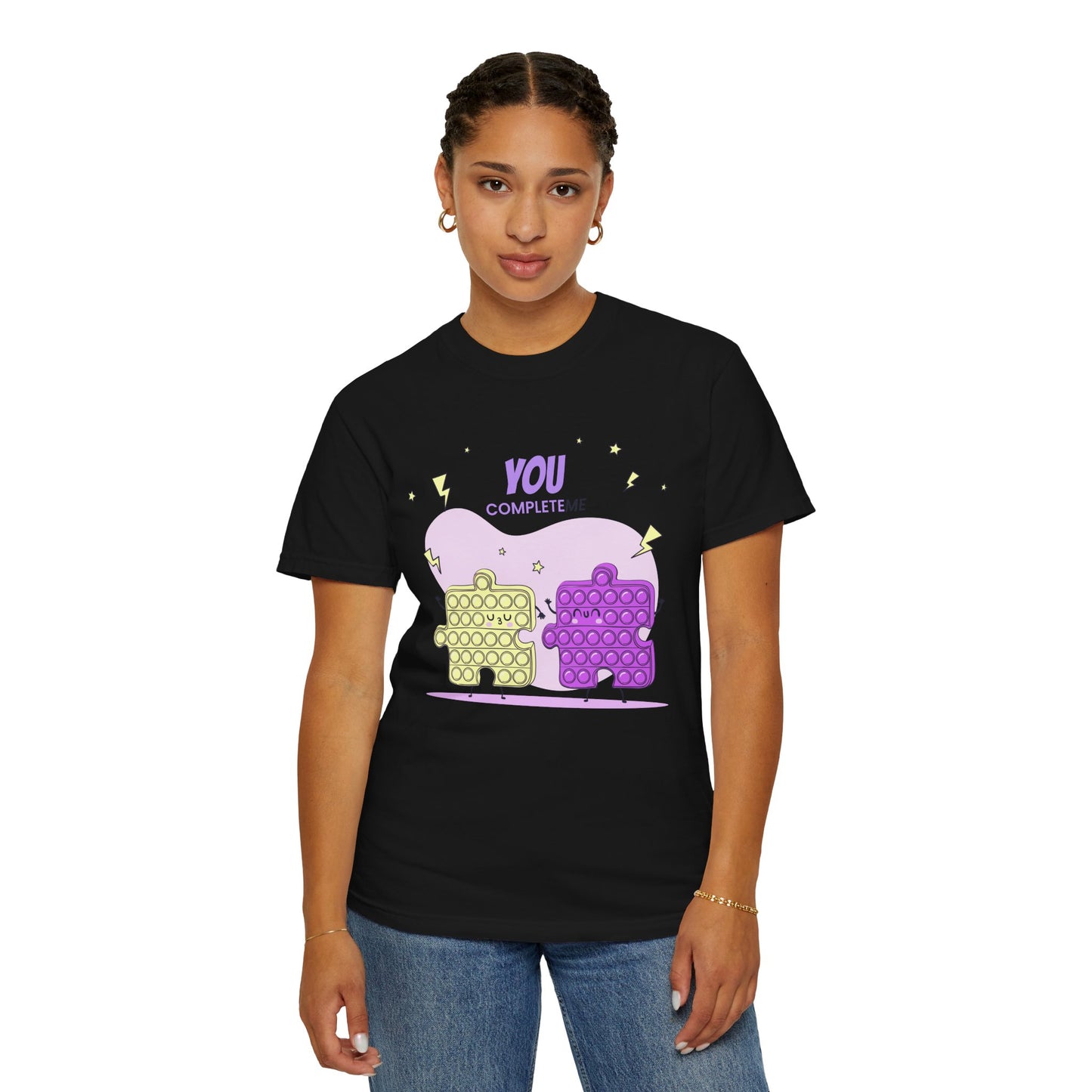 Puzzle Pop Fidget Tee — "You Complete Me" Cute Matching Puzzle Piece Shirt