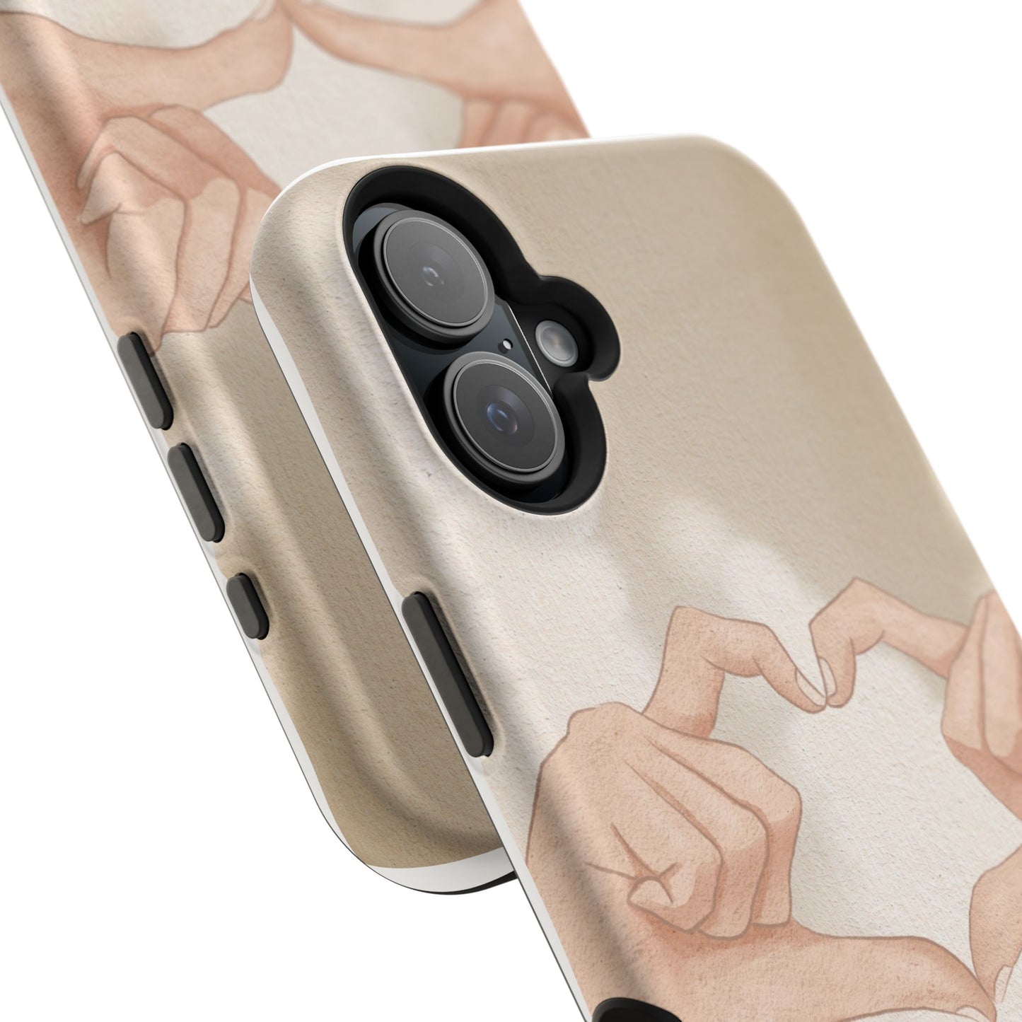 Phone Case — Hands Forming Heart with “love you” Romantic Protective Cover