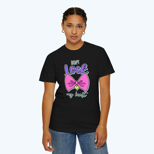 Don't Lock My Heart T-Shirt — Cute Pink Bow Graphic Tee