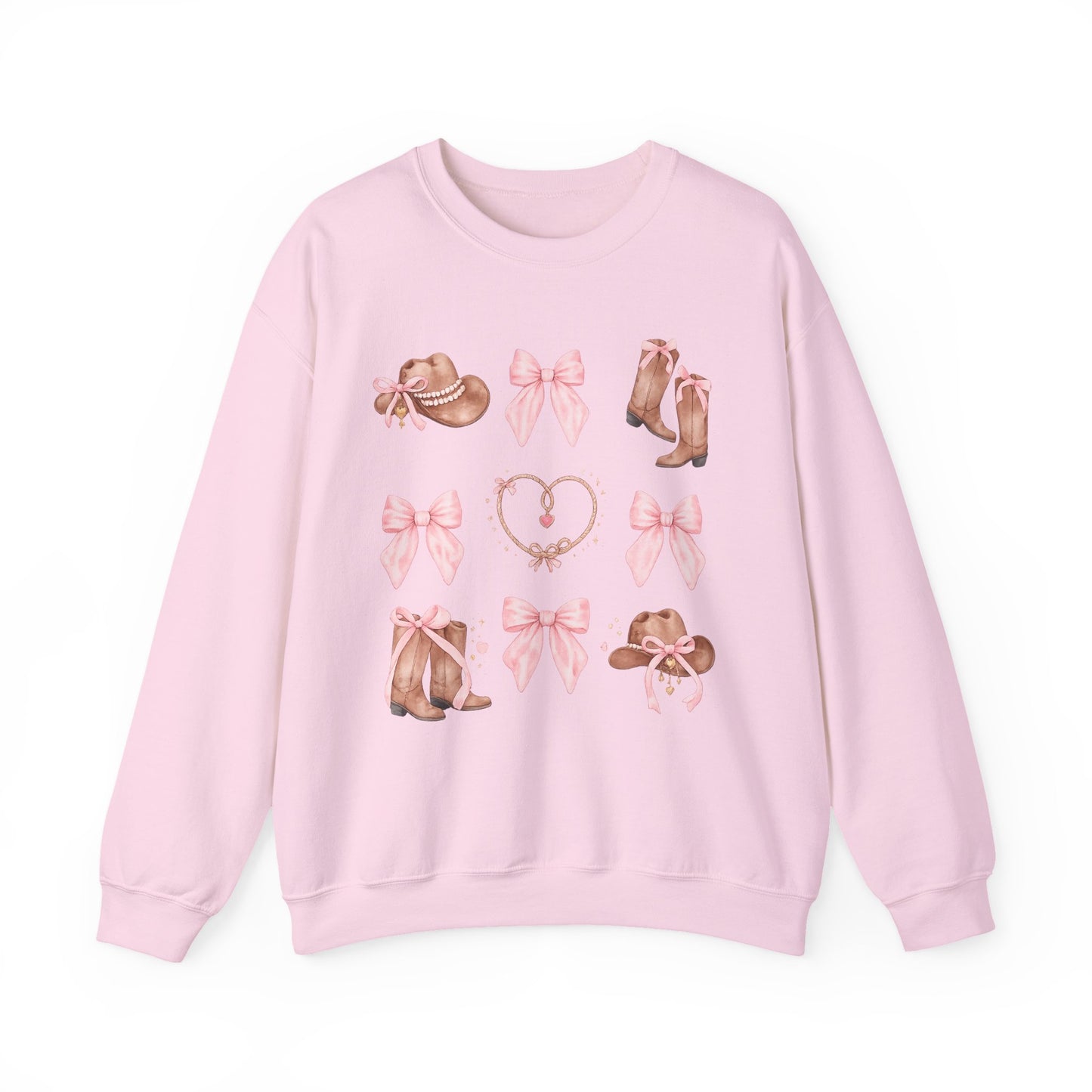Cowgirl Pink Bow Sweatshirt — Western Boots & Hats Graphic Crewneck
