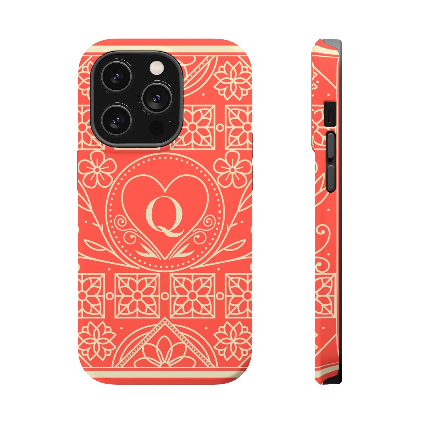 Heart Pattern Magnetic Impact Phone Case — Protective Wallet-Ready iPhone Cover