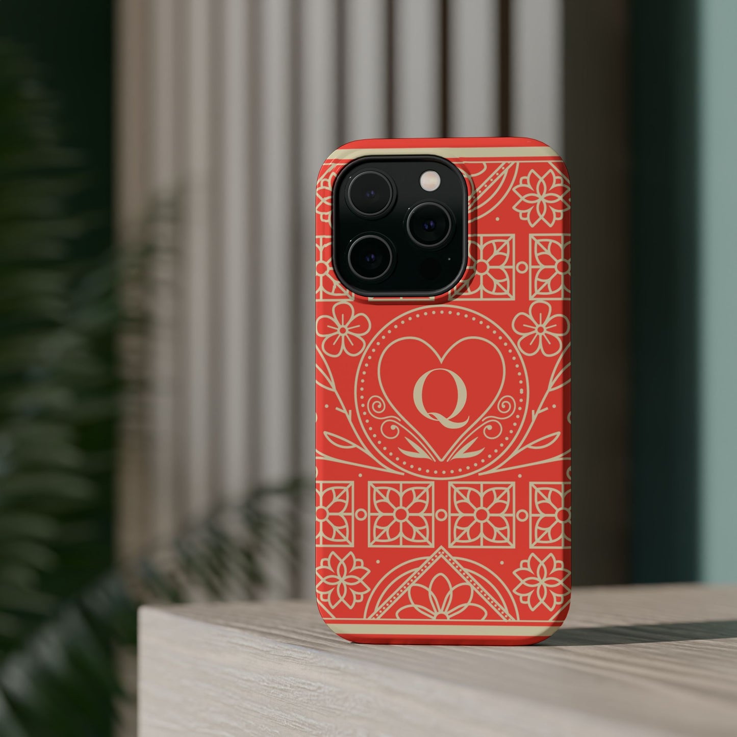 Heart Pattern Magnetic Impact Phone Case — Protective Wallet-Ready iPhone Cover
