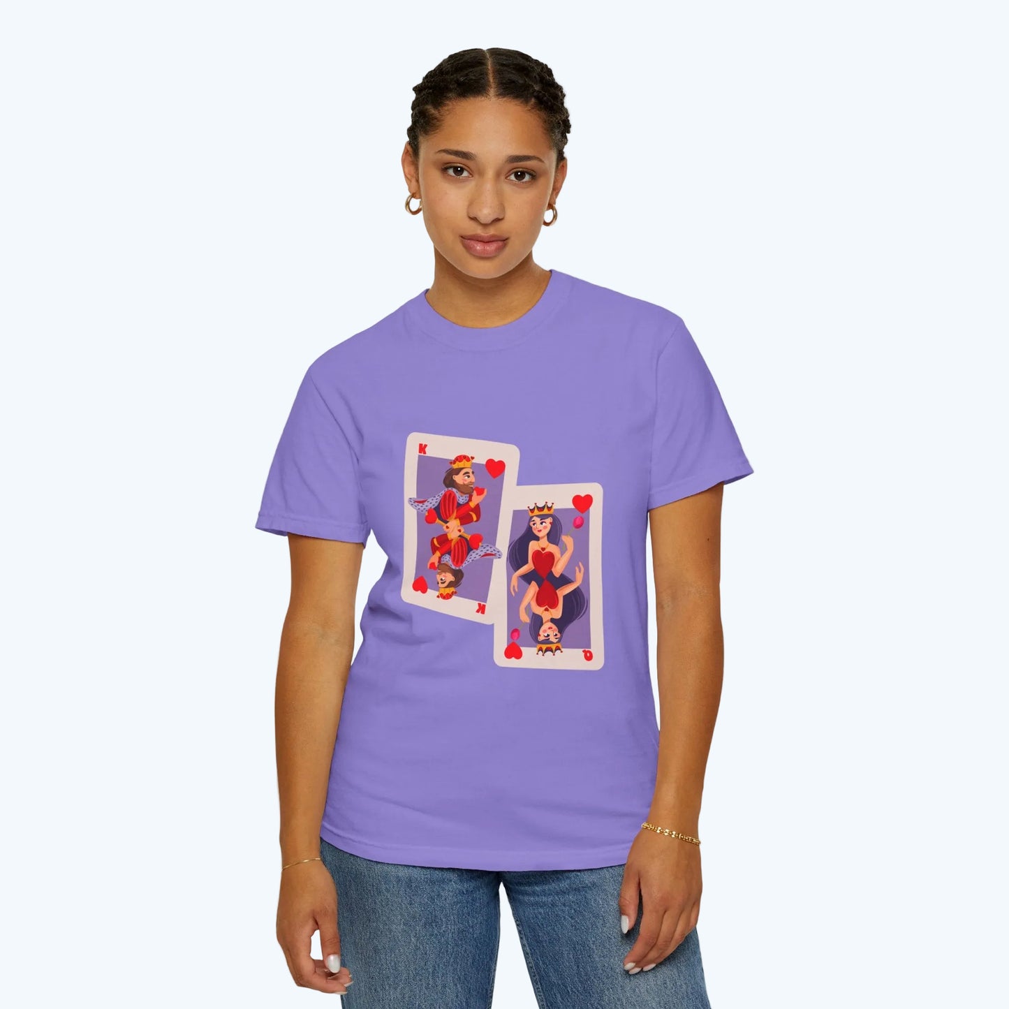 Playing Card Lovers T-Shirt — Queen & King of Hearts Graphic Tee