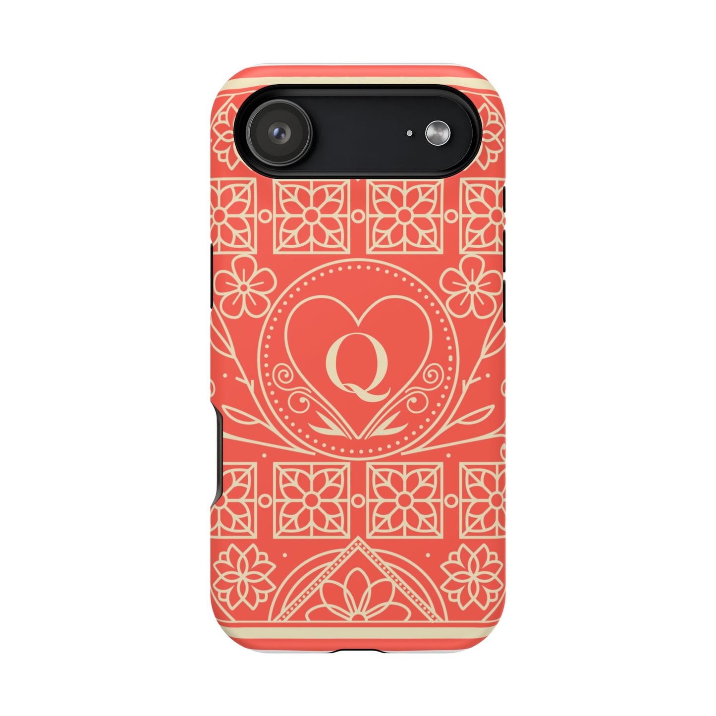 Heart Pattern Magnetic Impact Phone Case — Protective Wallet-Ready iPhone Cover