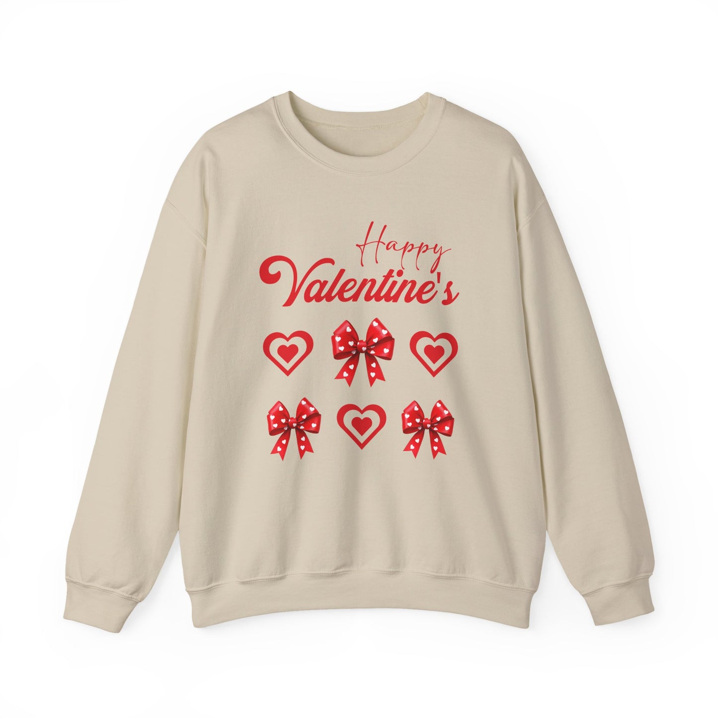 Valentine's Crewneck Sweatshirt – "Happy Valentine's" Hearts & Bows