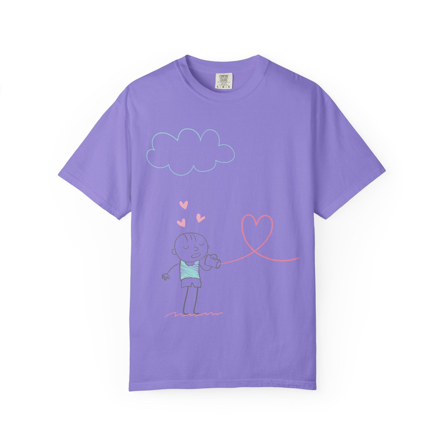 Cute Heart String T-Shirt — Hand-Drawn Love Graphic Tee
