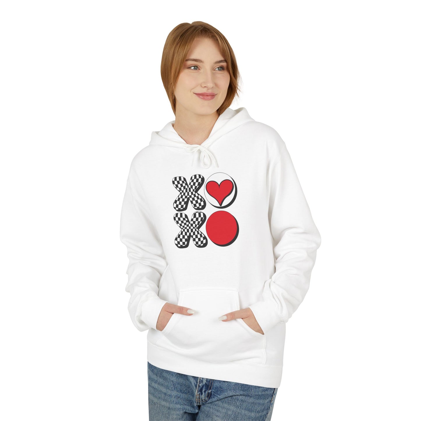 Hugs & Kisses Heart Hoodie — XOXO Checkerboard Love Pullover