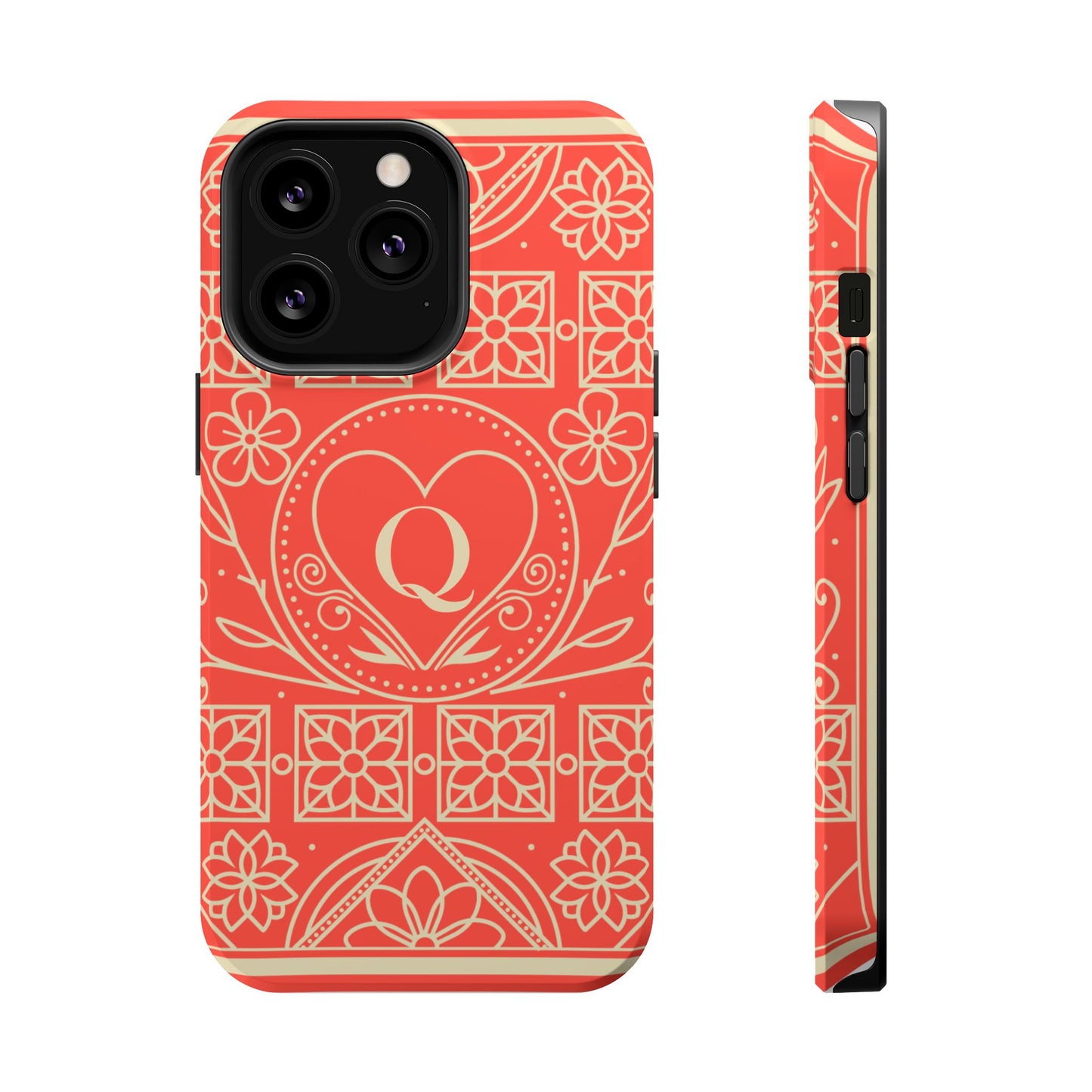 Heart Pattern Magnetic Impact Phone Case — Protective Wallet-Ready iPhone Cover