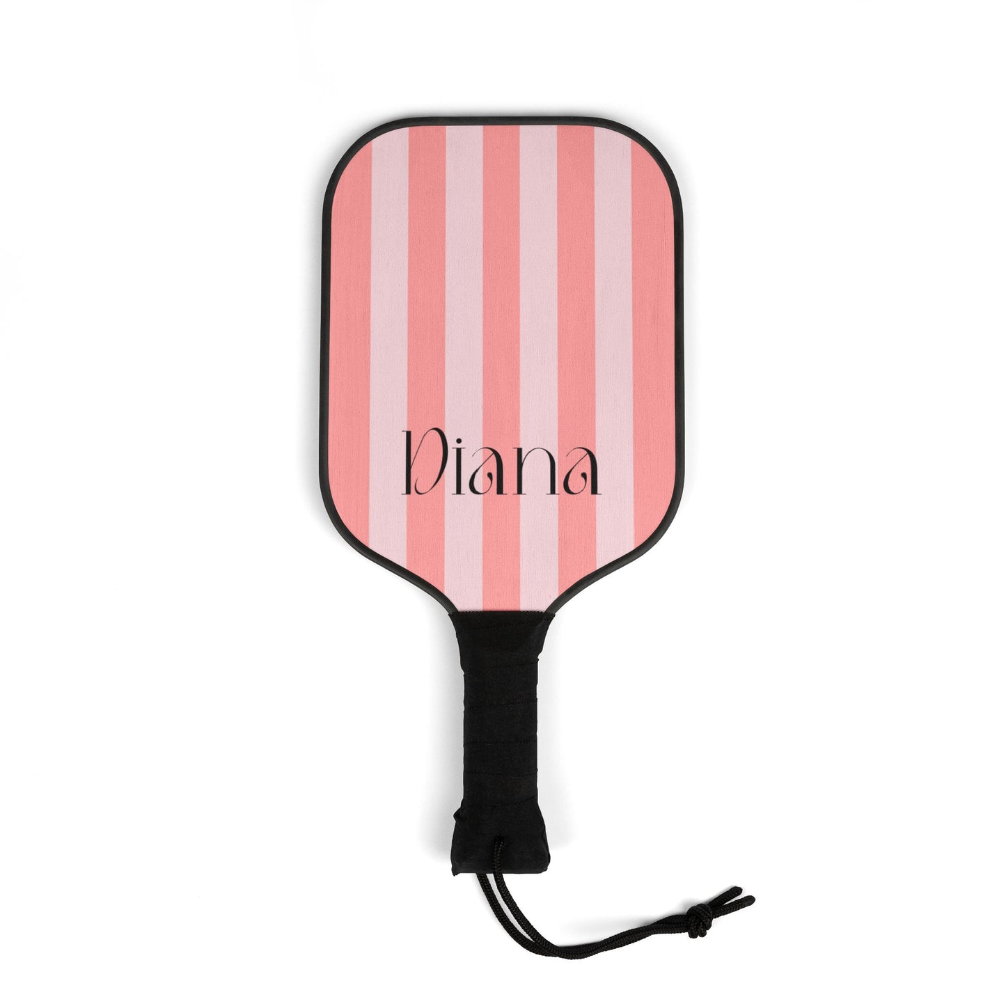 Personalized Pink Stripe Pickleball Paddle Set — Custom Name Pickleball Kit