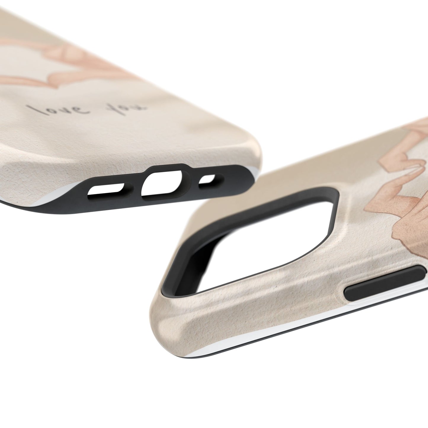 Phone Case — Hands Forming Heart with “love you” Romantic Protective Cover