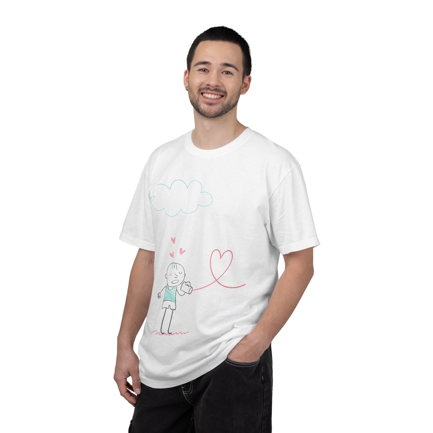 Cute Heart String T-Shirt — Hand-Drawn Love Graphic Tee
