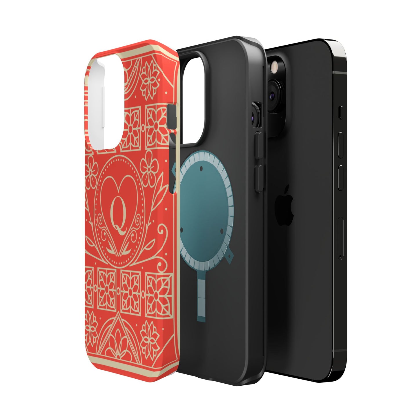 Heart Pattern Magnetic Impact Phone Case — Protective Wallet-Ready iPhone Cover