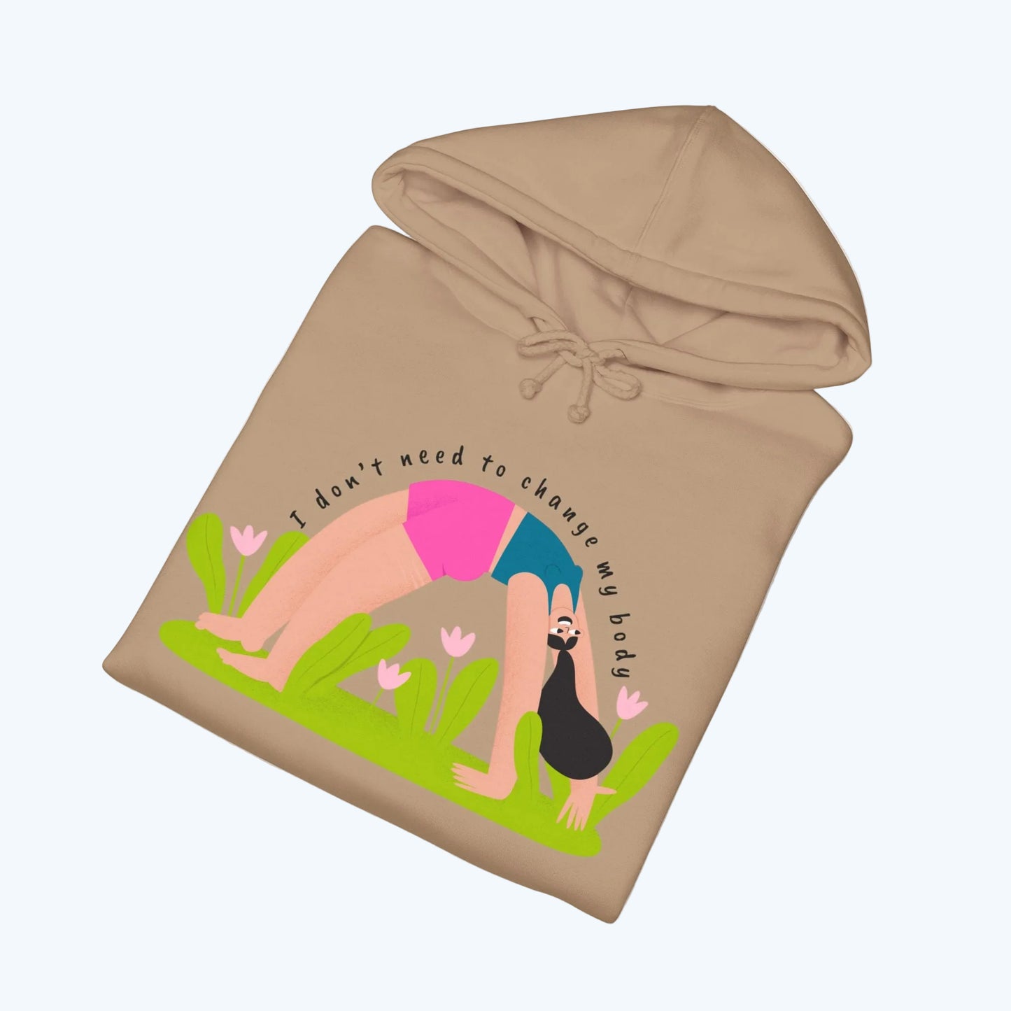 Yoga Bridge Pose Hoodie – "There is Power in Stillness" Graphic Sweatshirt