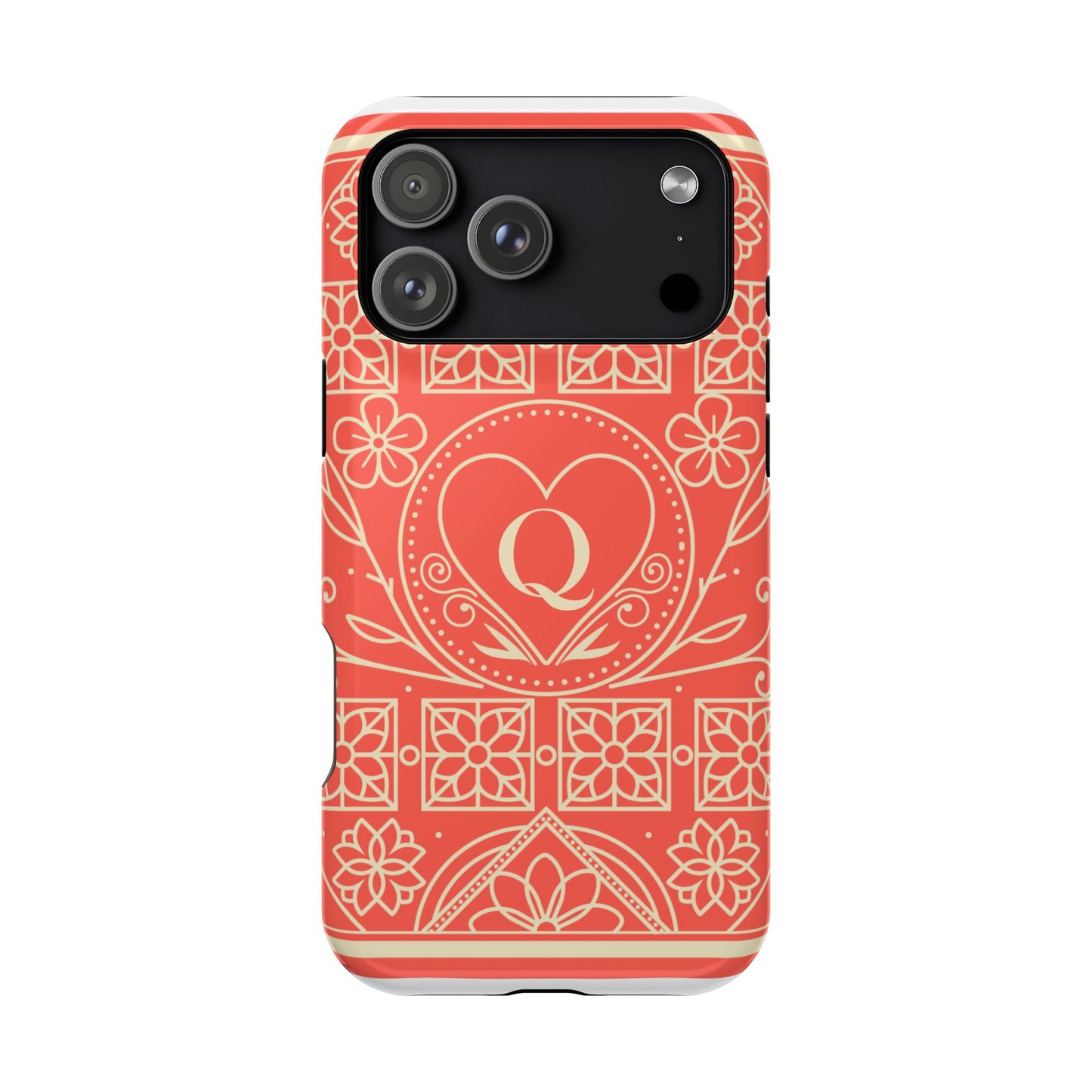 Heart Pattern Magnetic Impact Phone Case — Protective Wallet-Ready iPhone Cover