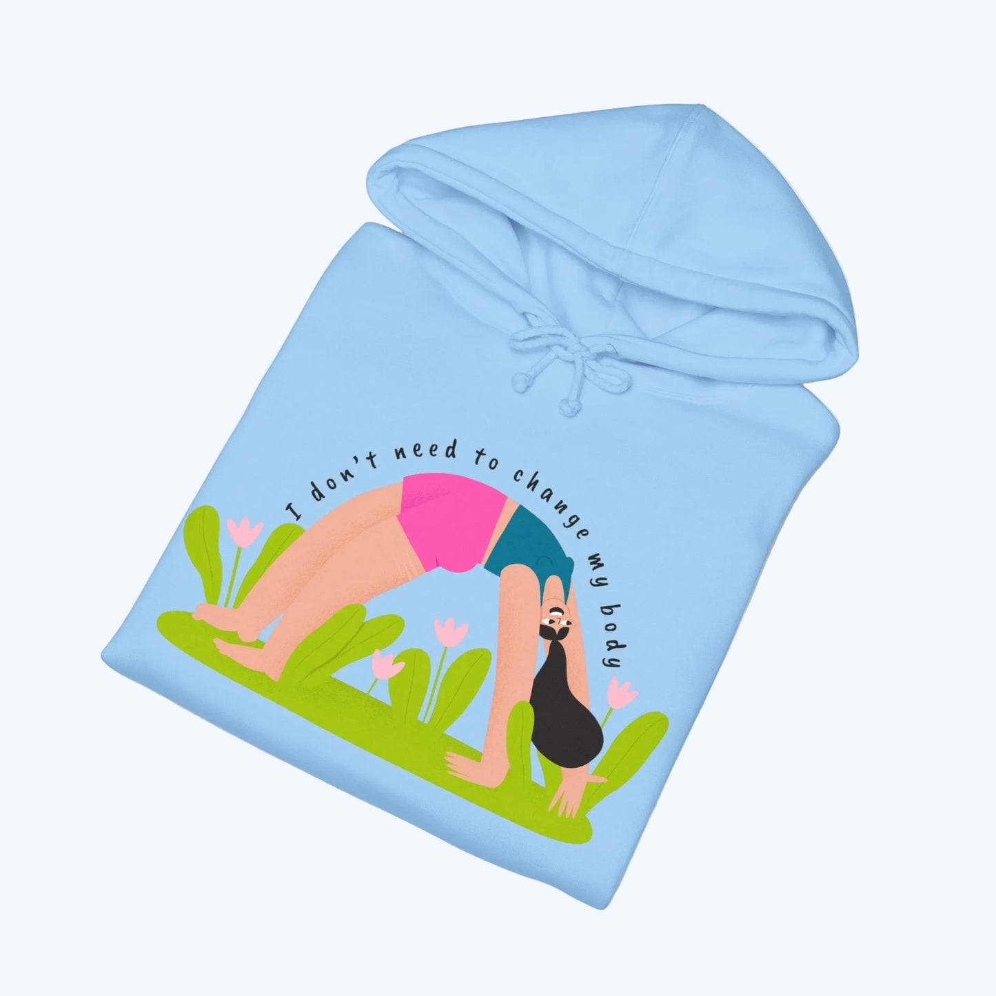 Yoga Bridge Pose Hoodie – "There is Power in Stillness" Graphic Sweatshirt