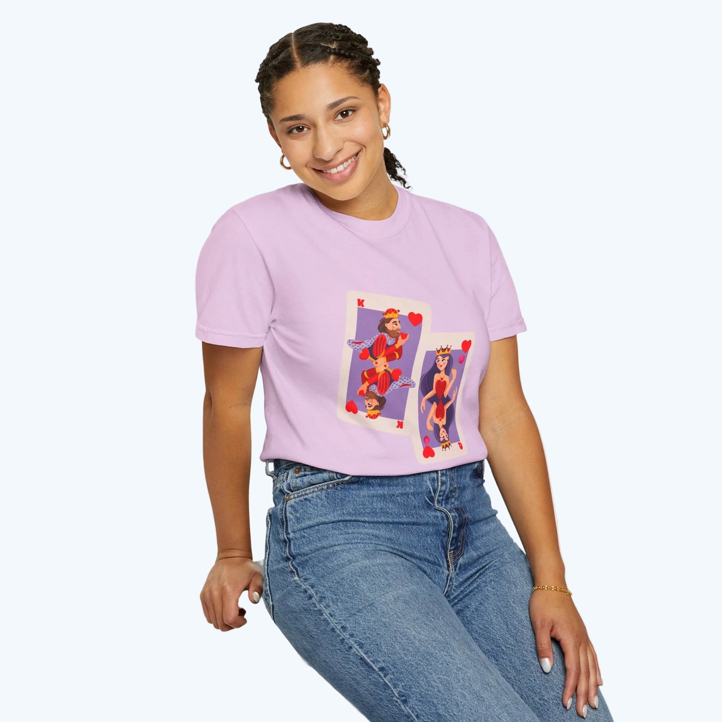 Playing Card Lovers T-Shirt — Queen & King of Hearts Graphic Tee