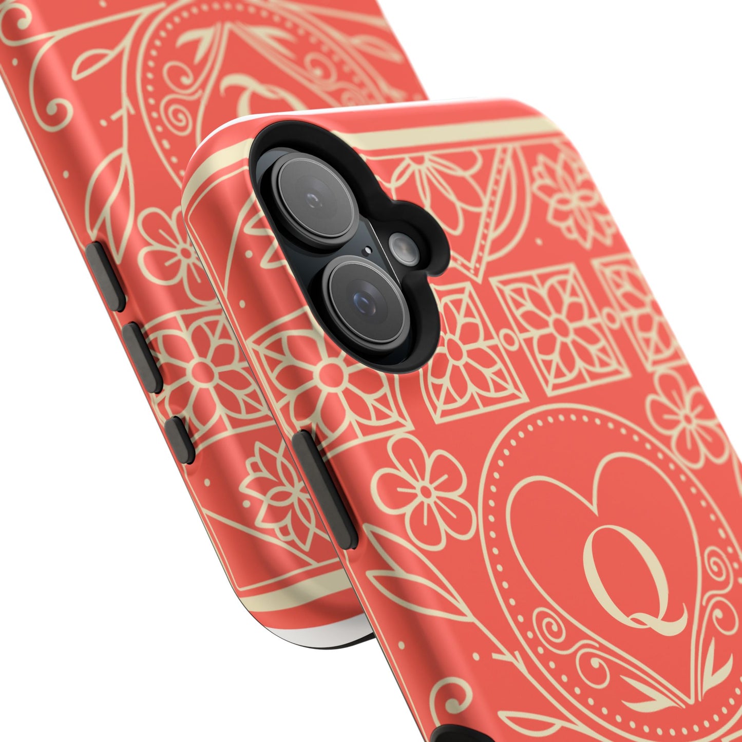 Heart Pattern Magnetic Impact Phone Case — Protective Wallet-Ready iPhone Cover