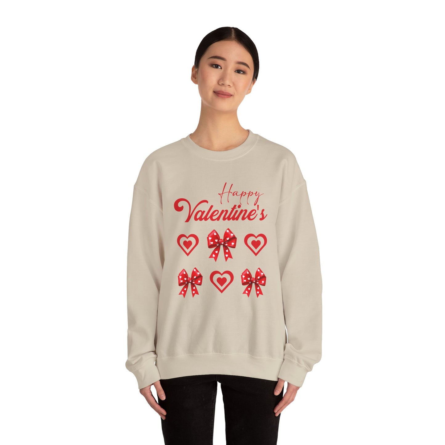 Valentine's Crewneck Sweatshirt – "Happy Valentine's" Hearts & Bows