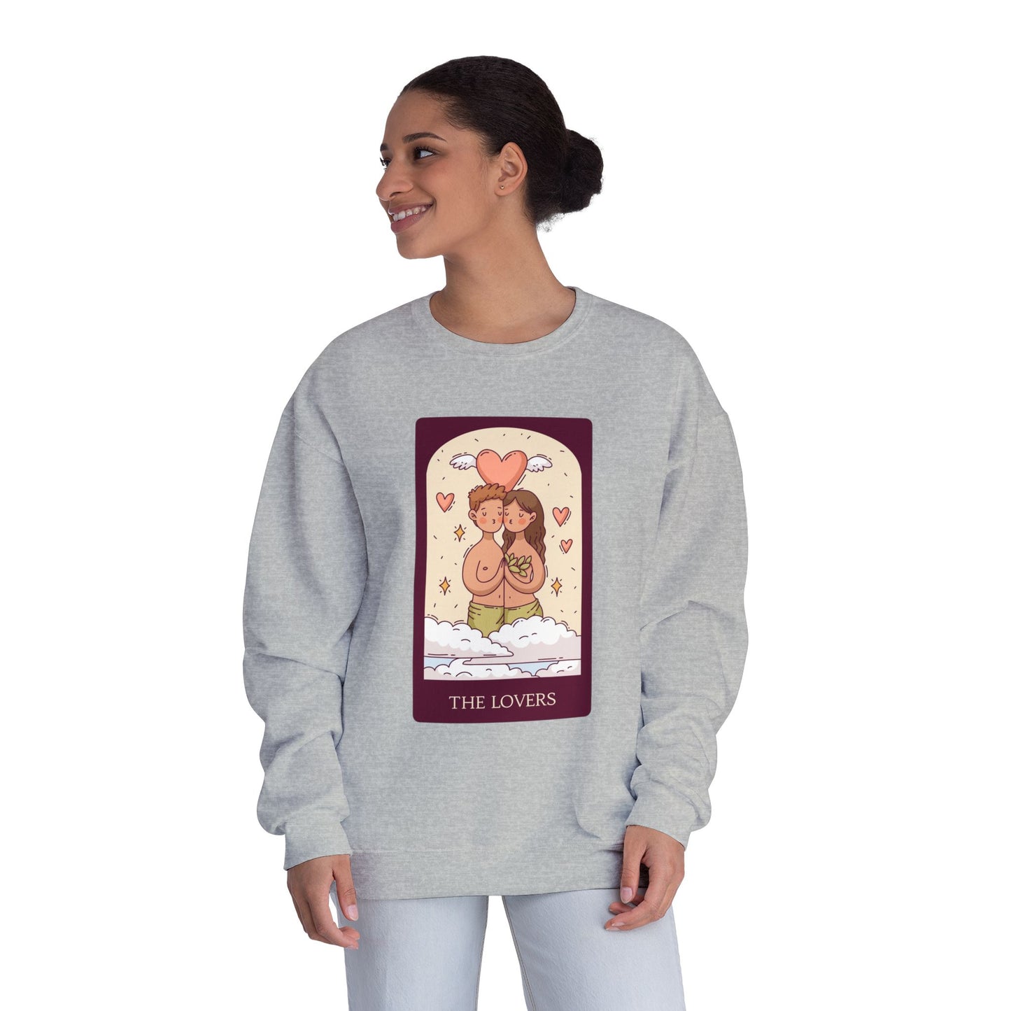 Tarot 'The Lovers' Crewneck Sweatshirt — Cute Retro Love Card Design