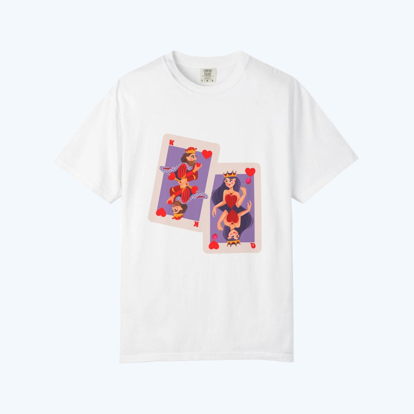 Playing Card Lovers T-Shirt — Queen & King of Hearts Graphic Tee