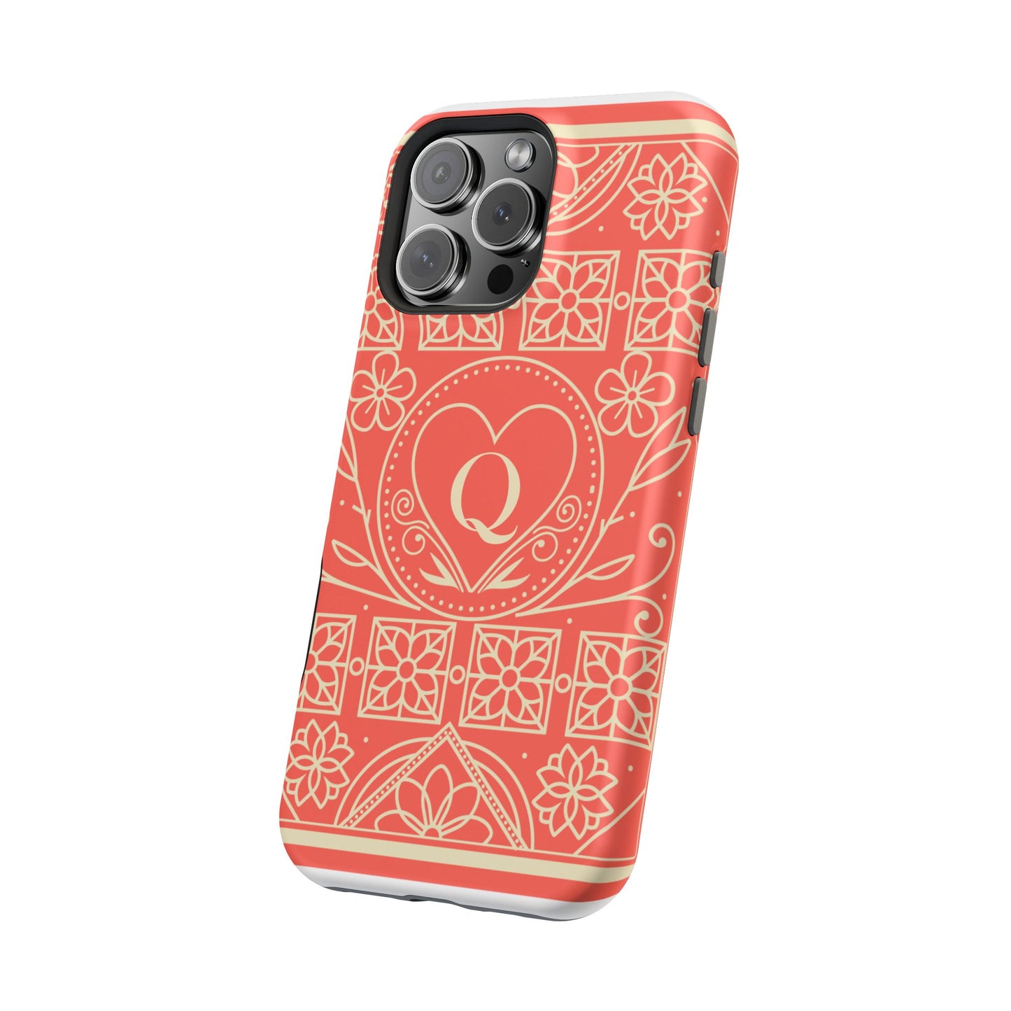 Heart Pattern Magnetic Impact Phone Case — Protective Wallet-Ready iPhone Cover