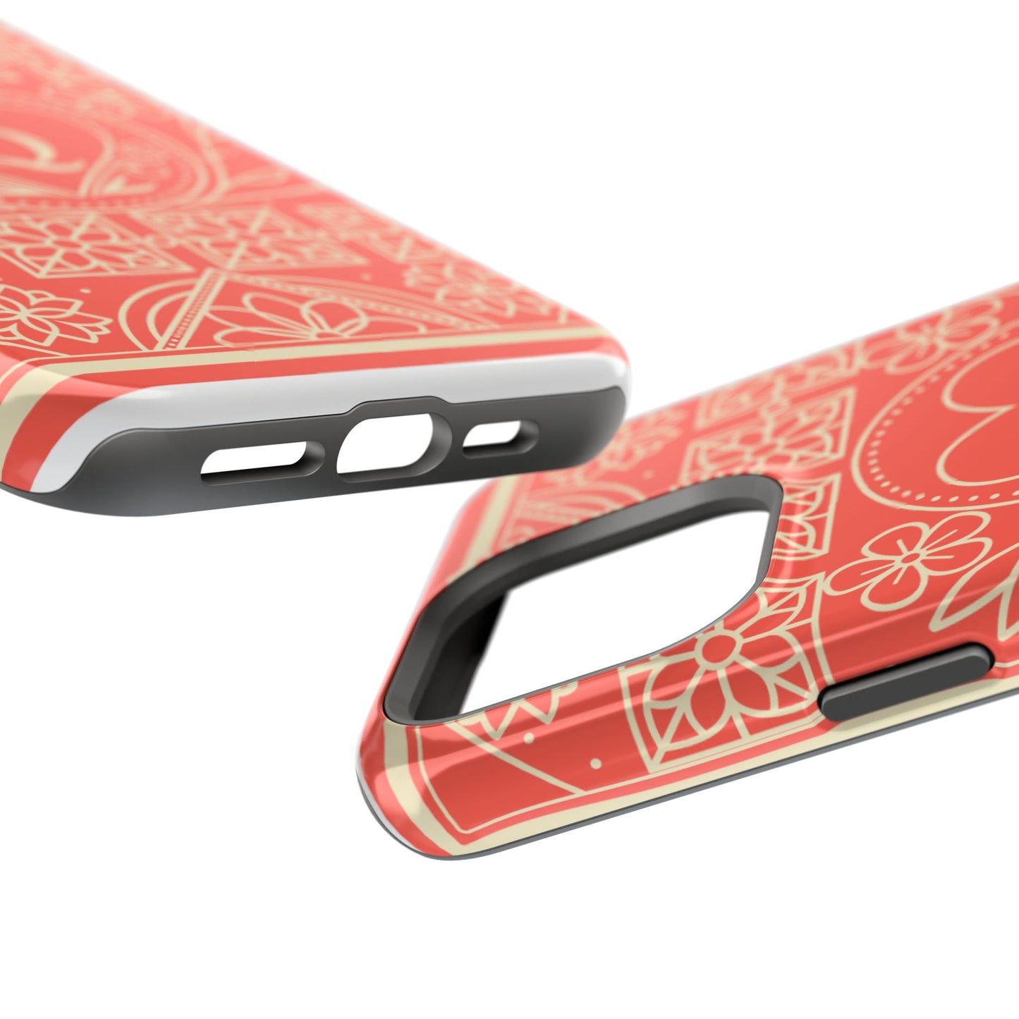 Heart Pattern Magnetic Impact Phone Case — Protective Wallet-Ready iPhone Cover