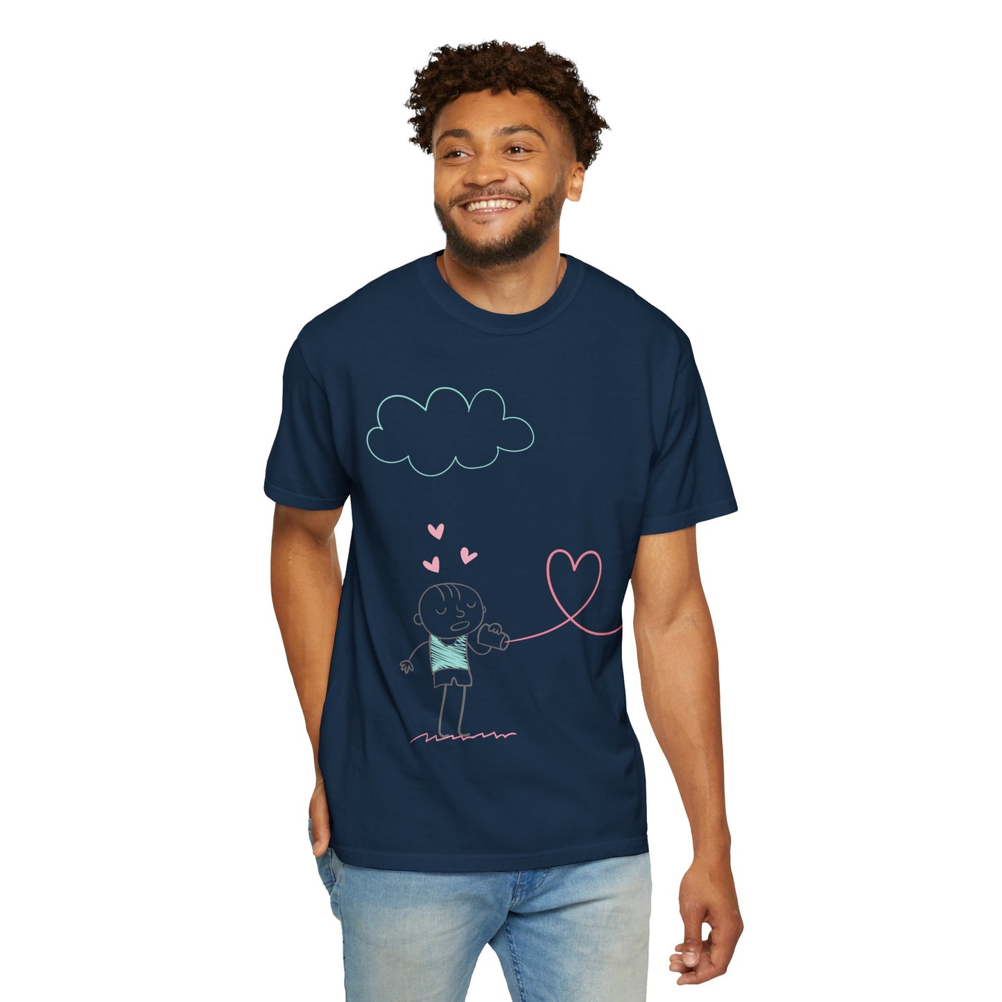 Cute Heart String T-Shirt — Hand-Drawn Love Graphic Tee