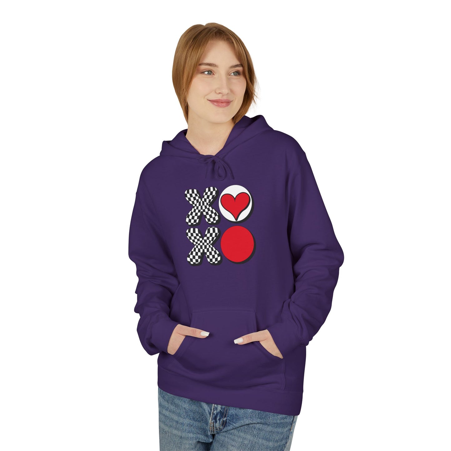 Hugs & Kisses Heart Hoodie — XOXO Checkerboard Love Pullover