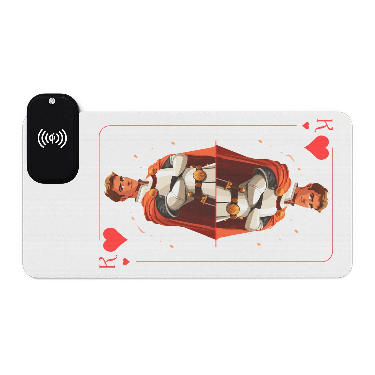 LED Wireless Charging Gaming Mouse Pad — King of Hearts Card Design