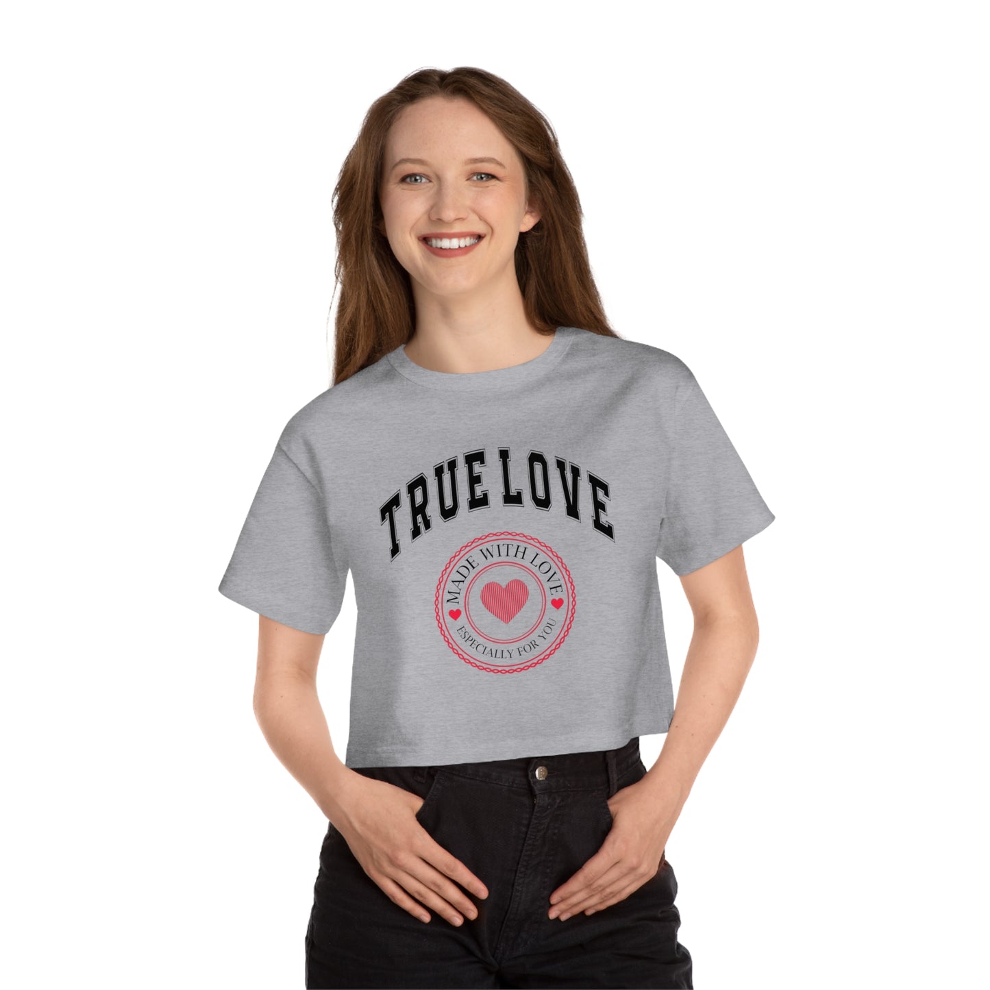 True Love Cropped T-Shirt — 'Made With Love' Heart Graphic