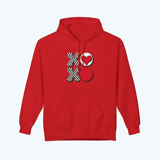 Hugs & Kisses Heart Hoodie — XOXO Checkerboard Love Pullover