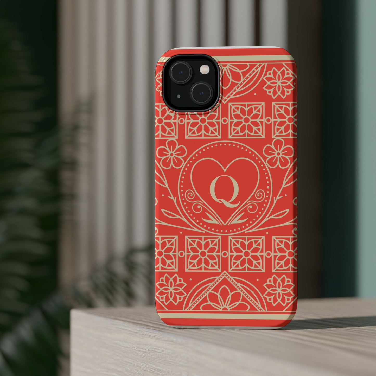 Heart Pattern Magnetic Impact Phone Case — Protective Wallet-Ready iPhone Cover