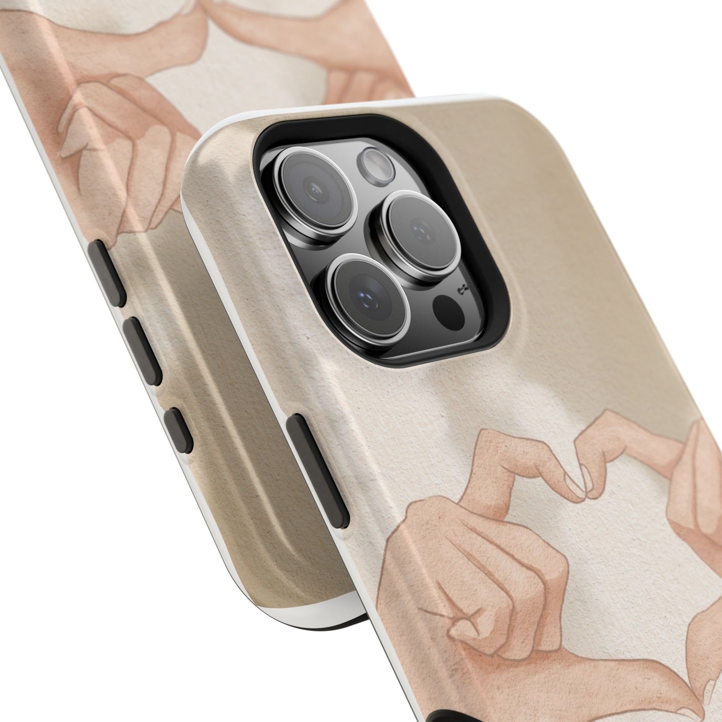 Phone Case — Hands Forming Heart with “love you” Romantic Protective Cover