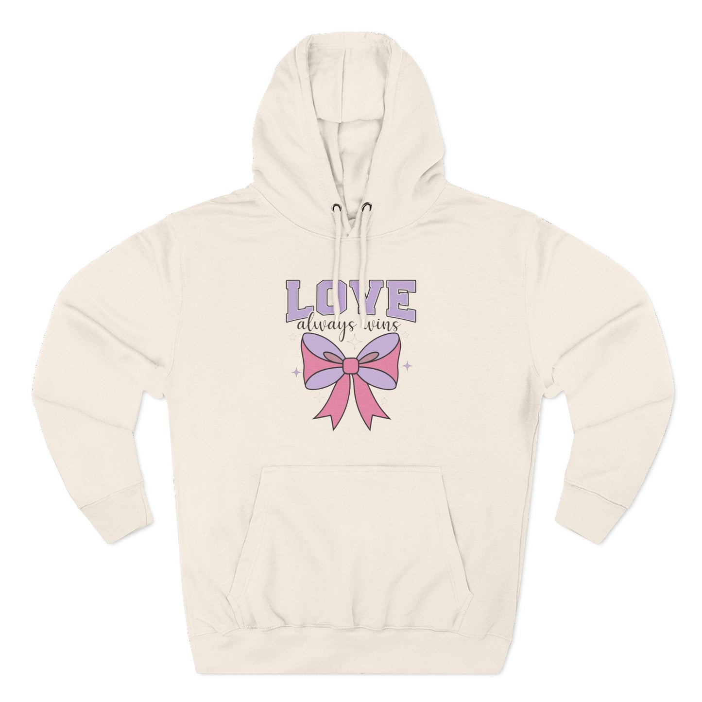 Love Always Wins Hoodie — Cute Pastel Bow Graphic Pullover