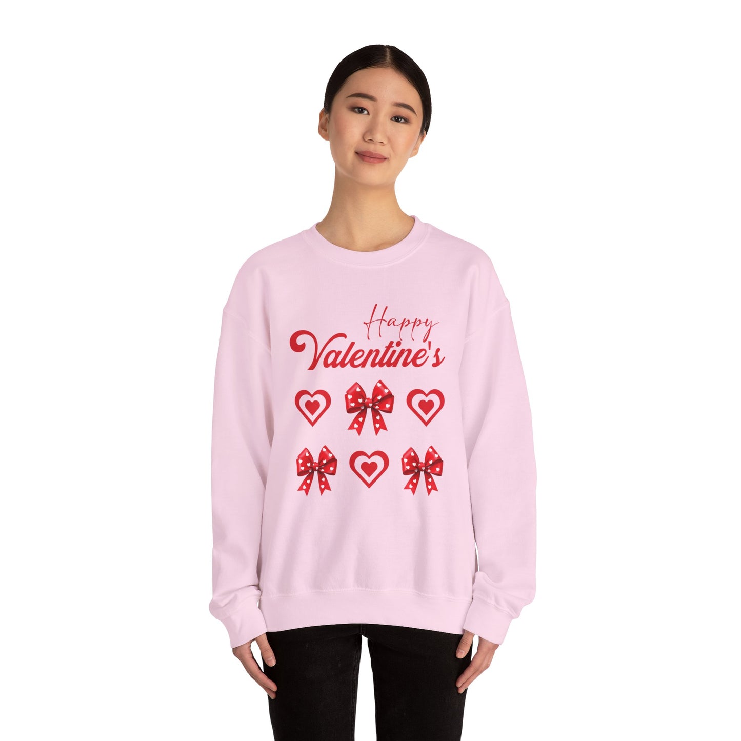 Valentine's Crewneck Sweatshirt – "Happy Valentine's" Hearts & Bows