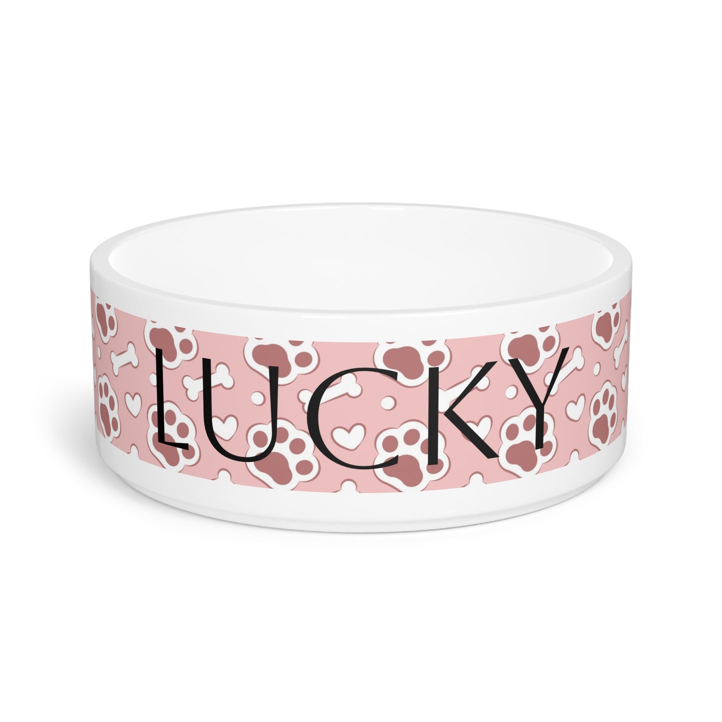 Personalized Lucky Pet Bowl for Dogs and Cats - Paw Print Design