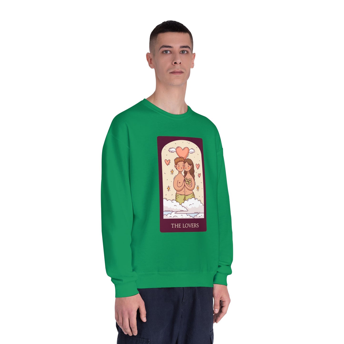 Tarot 'The Lovers' Crewneck Sweatshirt — Cute Retro Love Card Design