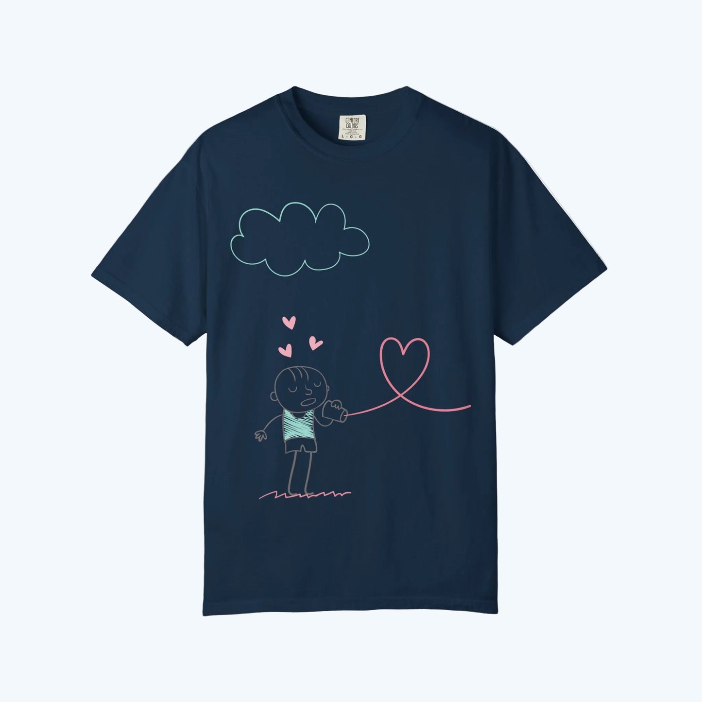 Cute Heart String T-Shirt — Hand-Drawn Love Graphic Tee