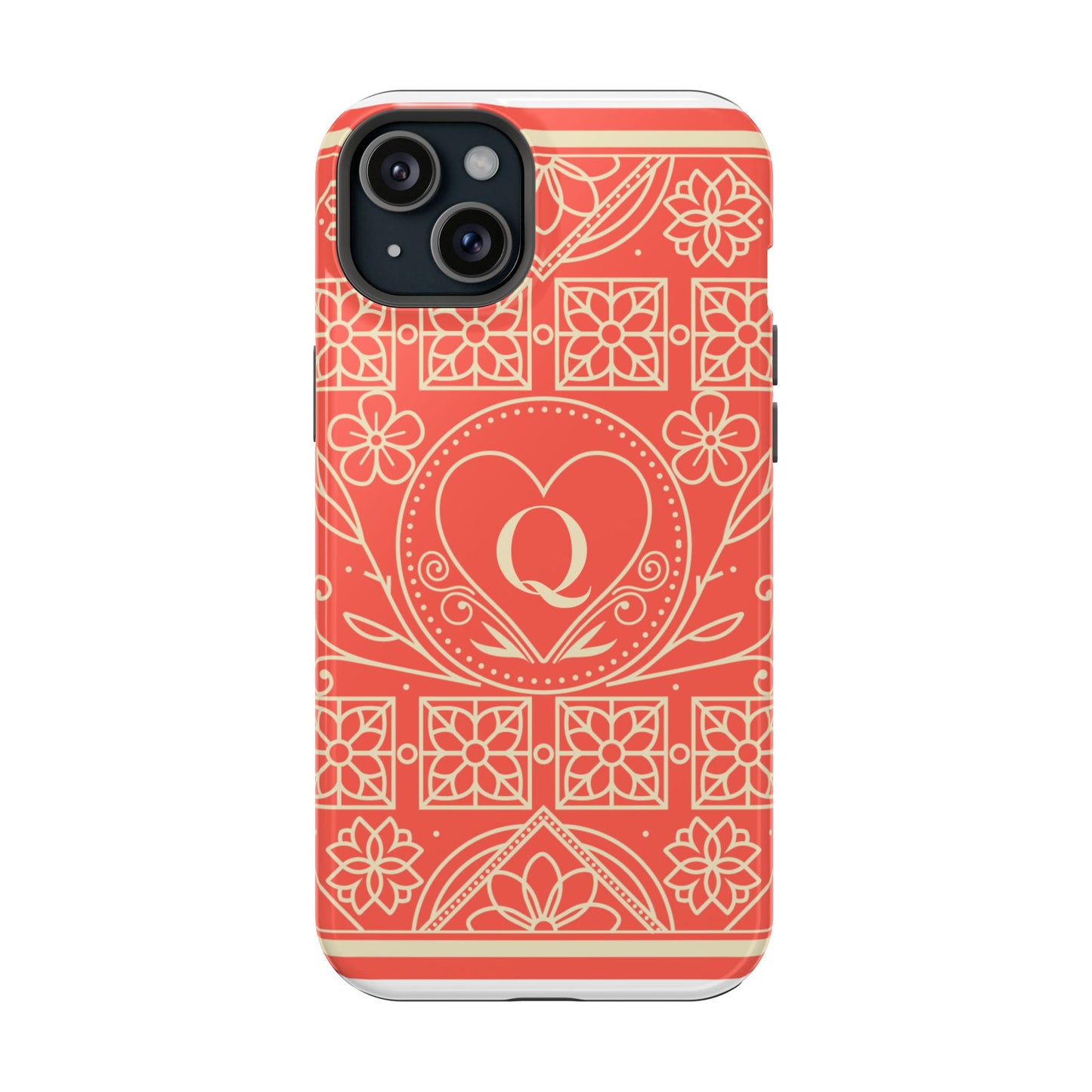 Heart Pattern Magnetic Impact Phone Case — Protective Wallet-Ready iPhone Cover