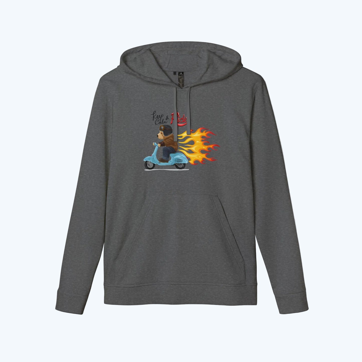 Racer Bear Hoodie — Flaming Scooter Graphic Sweatshirt