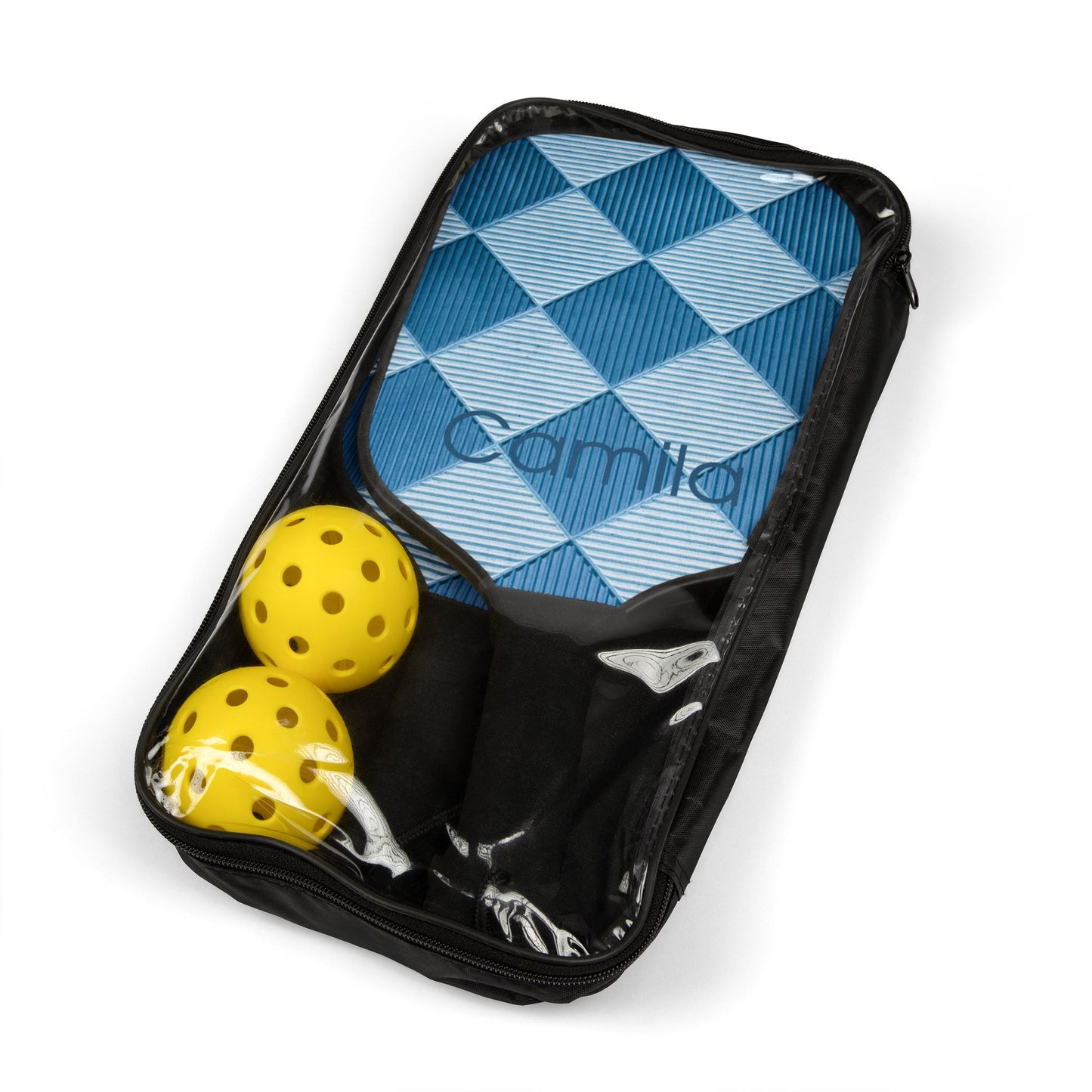 Blue Argyle Pickleball Paddles Kit — Personalized Pickleball Set (2 Paddles + Balls)