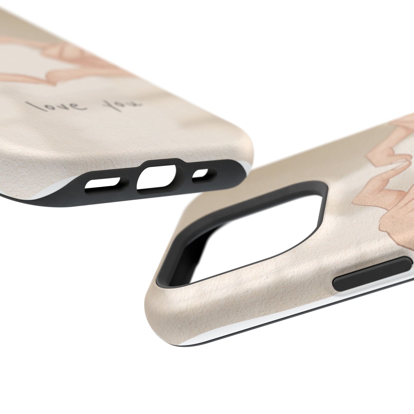 Phone Case — Hands Forming Heart with “love you” Romantic Protective Cover