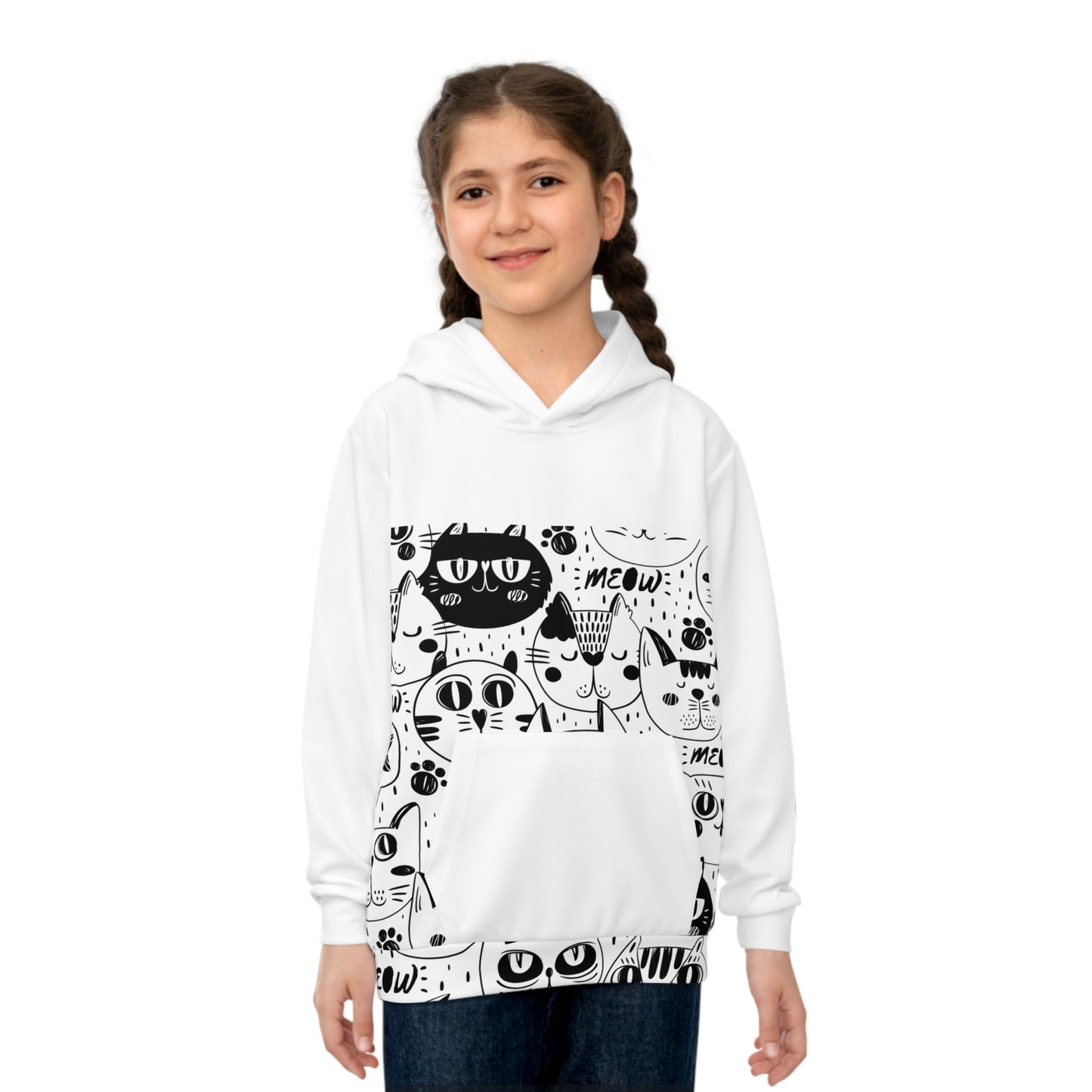 Whimsical Cat Print Children's Hoodie - Cozy Sweater for Kids, Perfect Gift for Cat Lovers, Birthday Gift, Everyday Wear, Cute Animal [...]