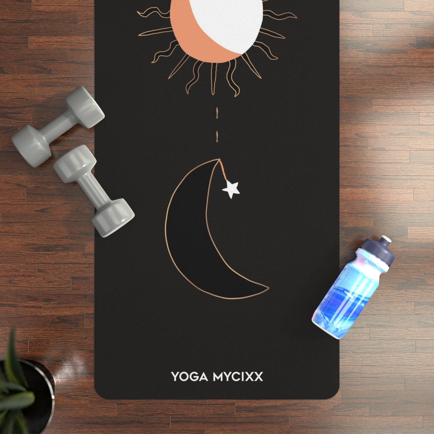 Moon & Third Eye Rubber Yoga Mat — Non‑Slip Astrological Sun, Moon & Eye Design
