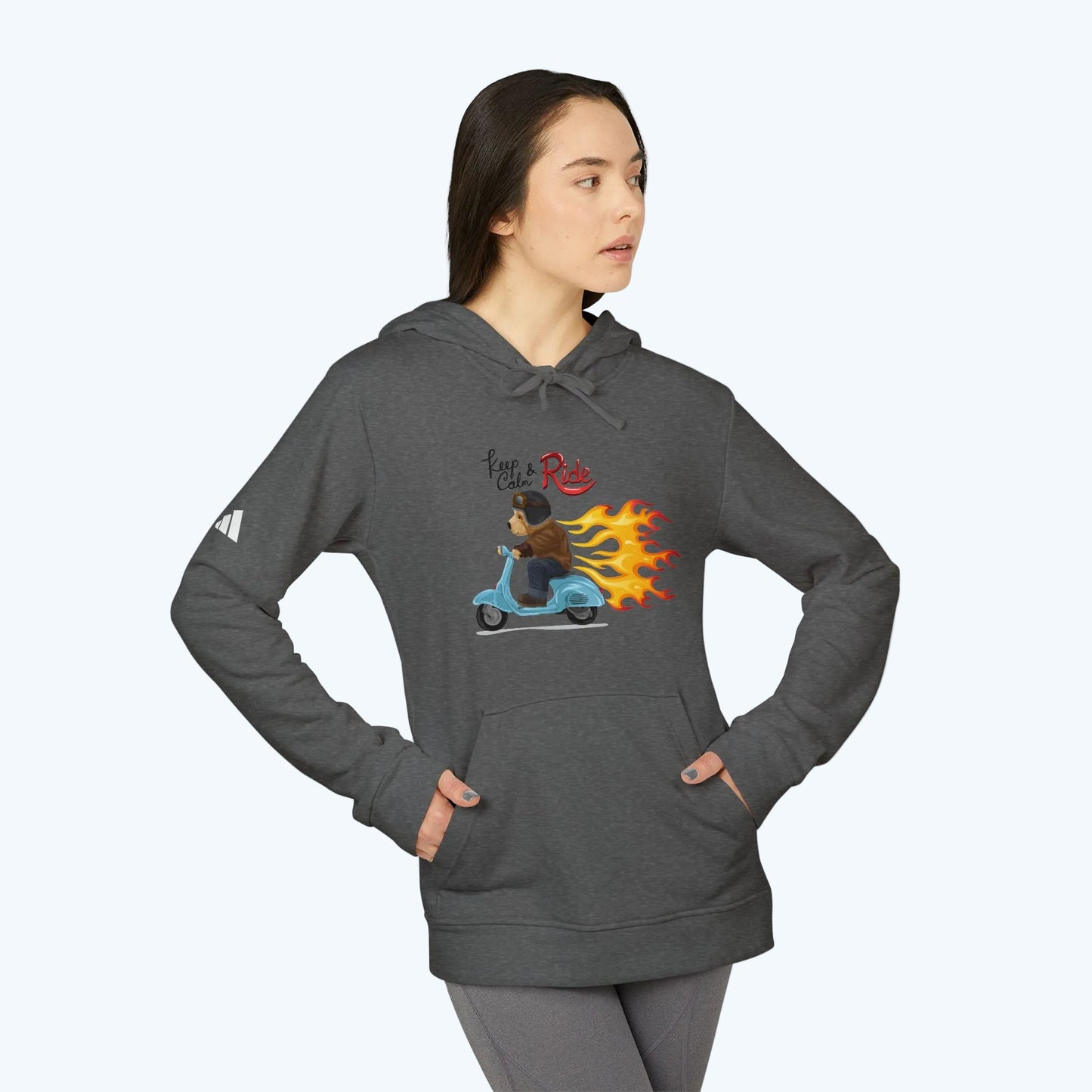 Racer Bear Hoodie — Flaming Scooter Graphic Sweatshirt