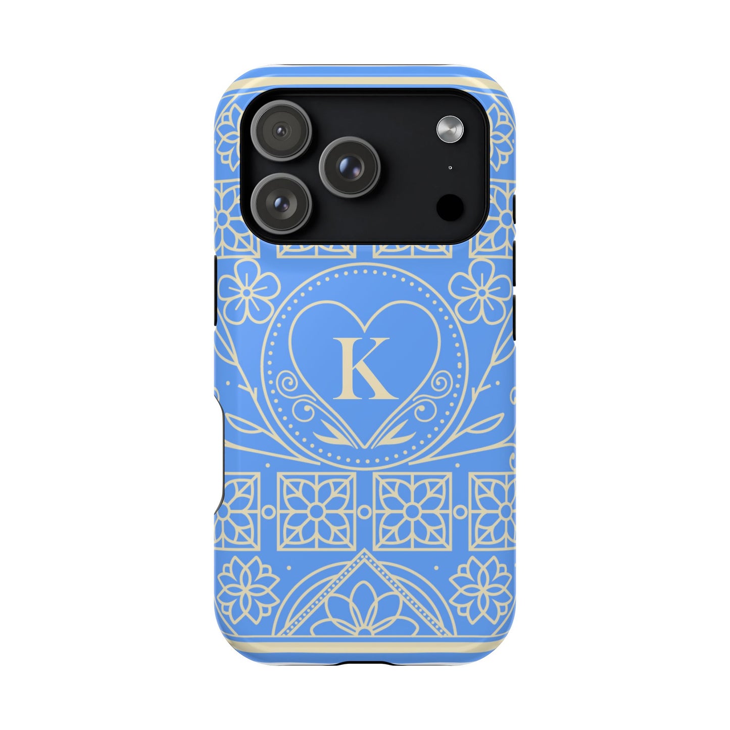 Monogram "K" Blue Floral Magnetic Phone Case — Impact-Resistant