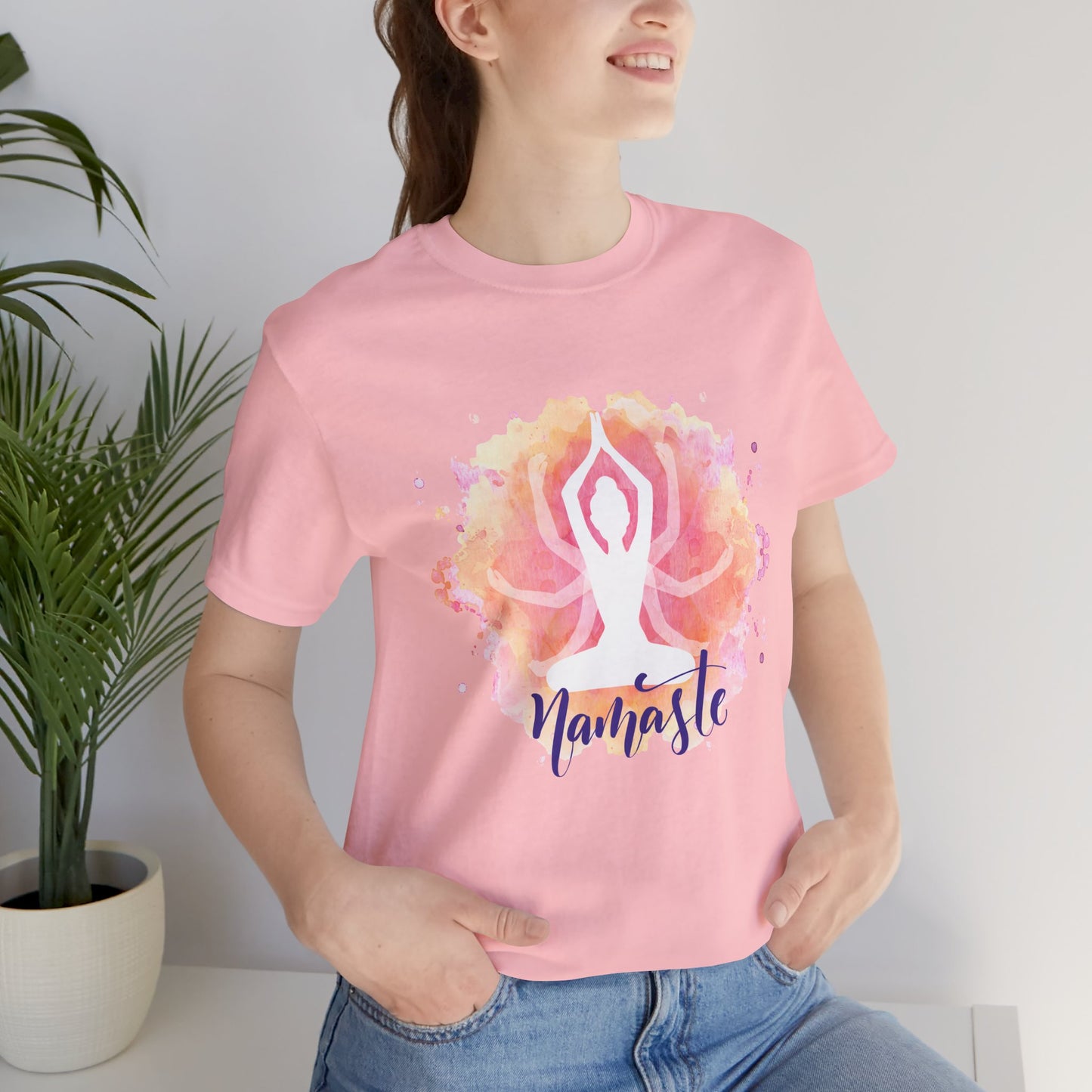 Namaste Yoga T-Shirt – Watercolor Lotus Meditation Tee