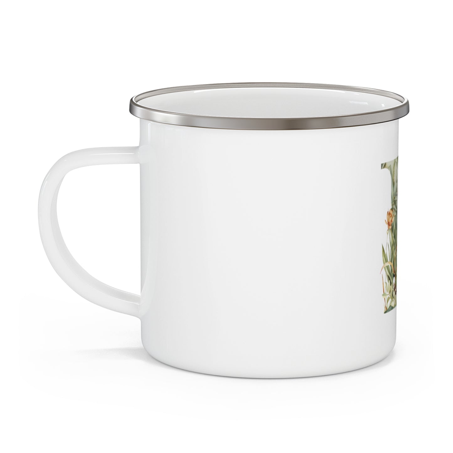 Leopard Initial Enamel Mug – Botanical Letter L Cup