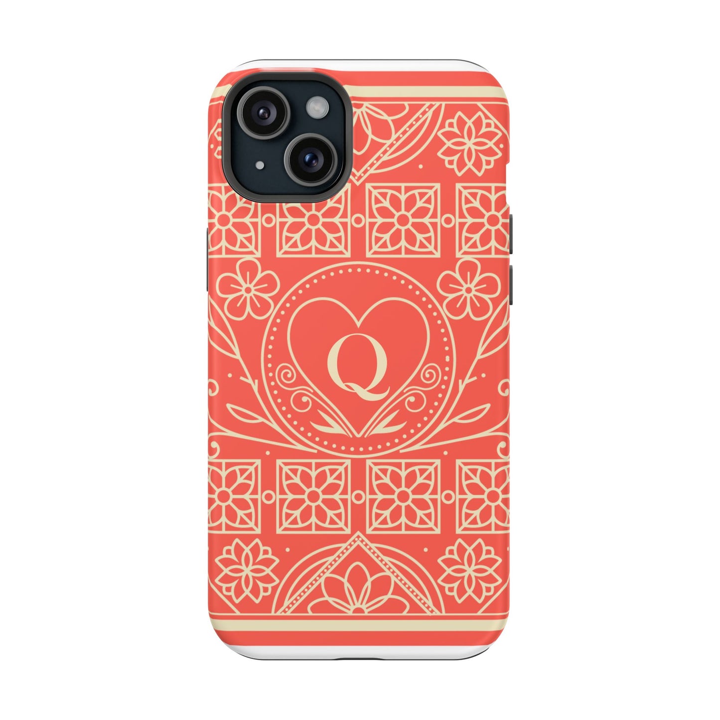 Heart Pattern Magnetic Impact Phone Case — Protective Wallet-Ready iPhone Cover